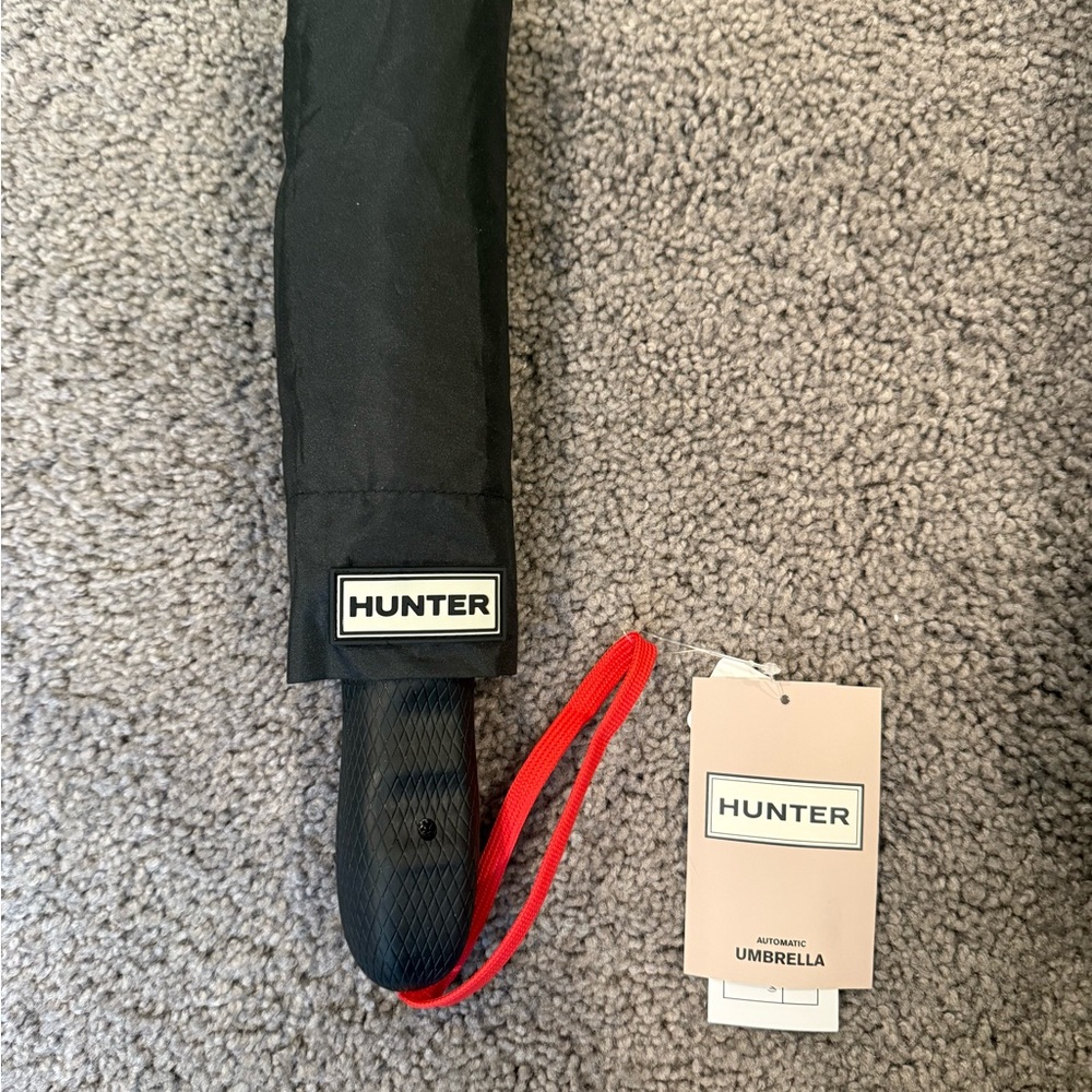 Hunter Black Umbrella with Red Carry Strap - Picture 2 of 4